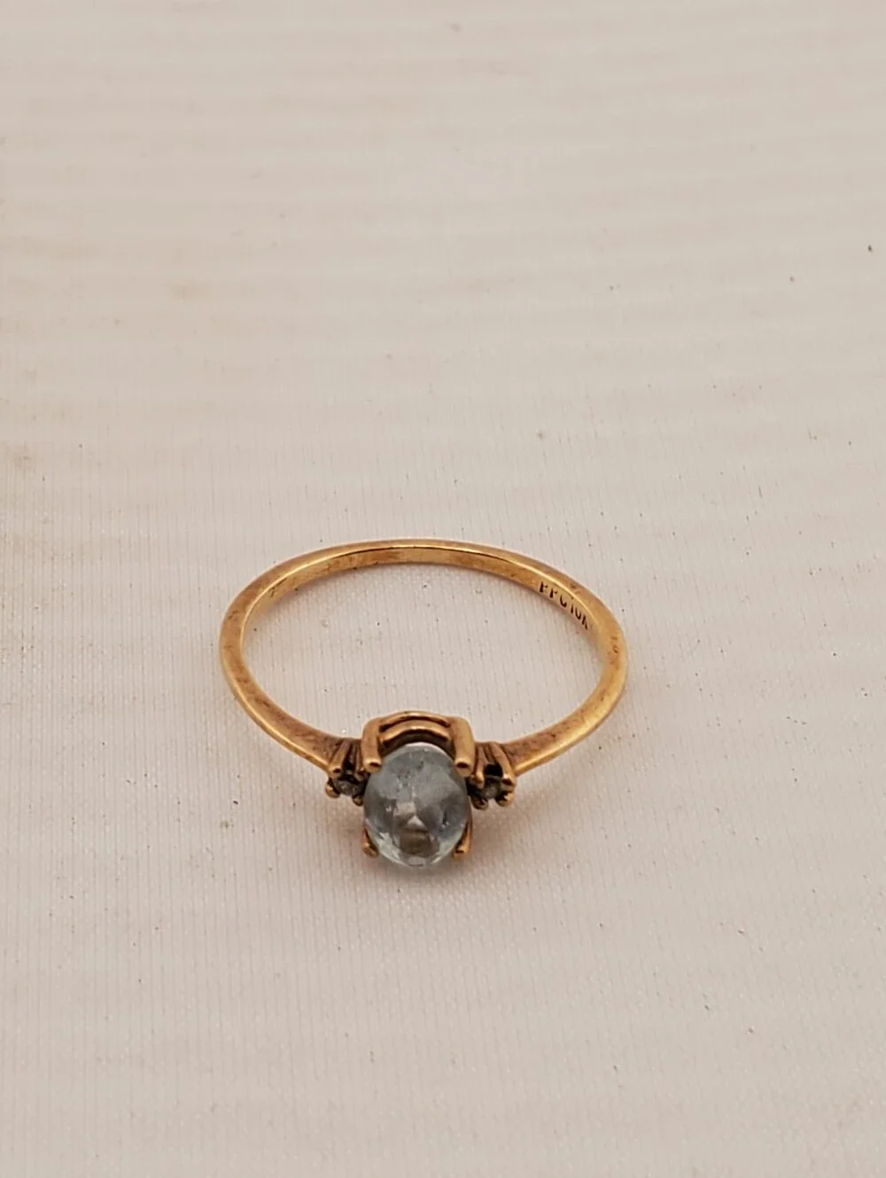 10k Blue Topaz Diamond Ring 5
